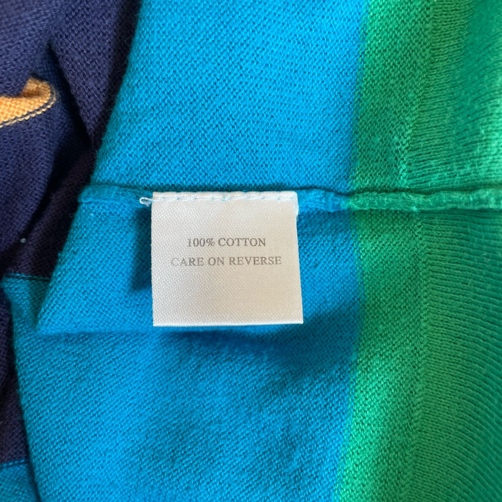 Chris Benz Green and Blue Knit Top 100% Cotton Size Medium - Picture 10 of 11